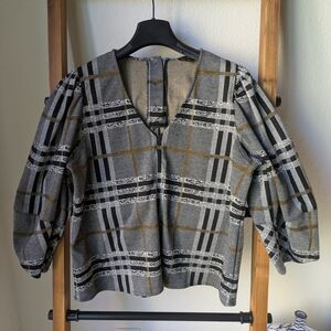 Current Air Women's Gray Plaid Top - Size M